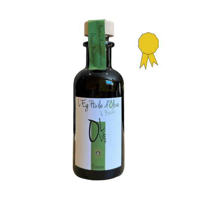Huile extraite d'Olive & Basilic - Bouteille en verre