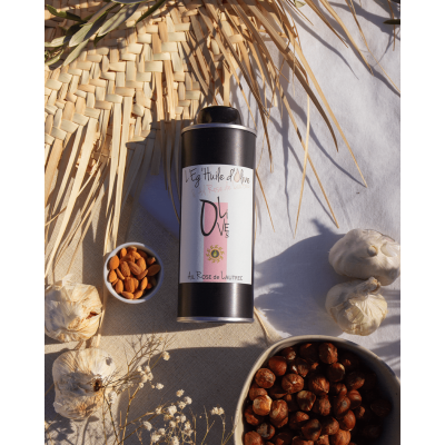 Huile extraite d'Olive & Aïl Rose - Bouteille en verre